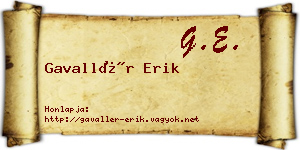 Gavallér Erik névjegykártya